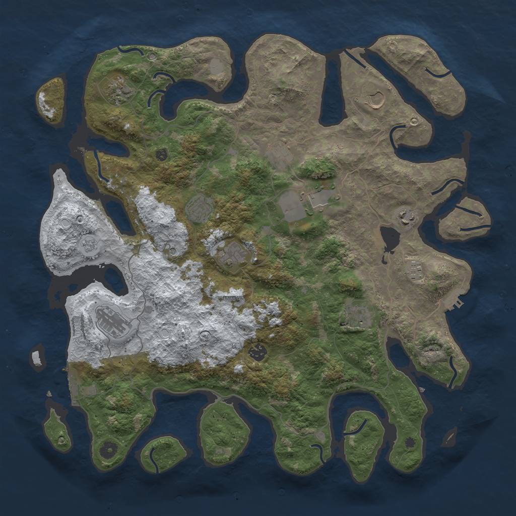Rust Map: Procedural Map, Size: 4500, Seed: 2901130, 20 Monuments
