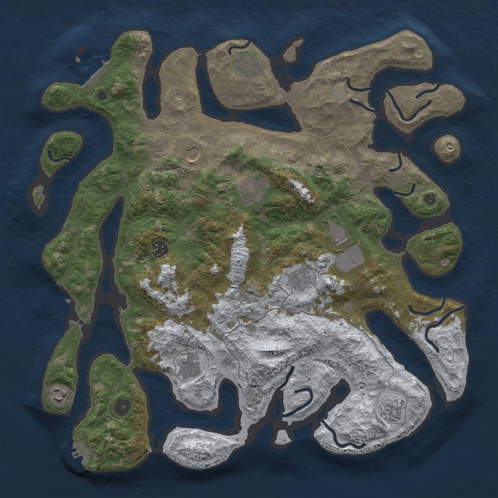 Rust Map: Procedural Map, Size: 4500, Seed: 5315250, 19 Monuments