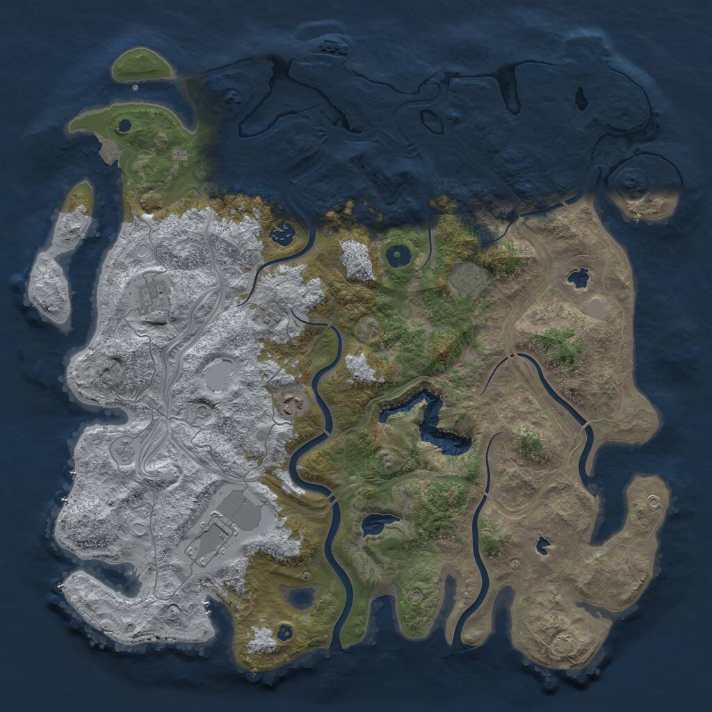 Rust Map: Procedural Map, Size: 4500, Seed: 4445737, 12 Monuments