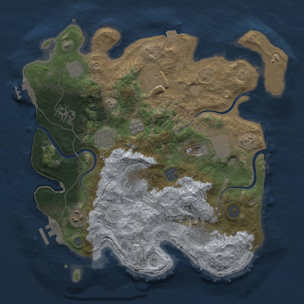 Rust Map: Procedural Map, Size: 3500, Seed: 6046637, 17 Monuments