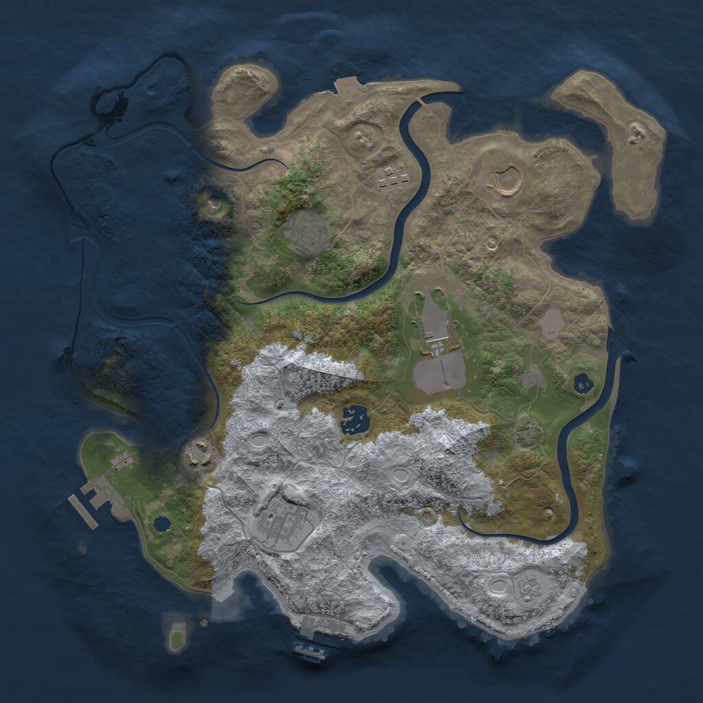 Rust Map: Procedural Map, Size: 3500, Seed: 6046637, 13 Monuments