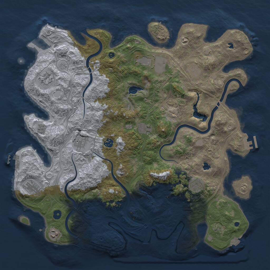 Rust Map: Procedural Map, Size: 4500, Seed: 4342051, 16 Monuments