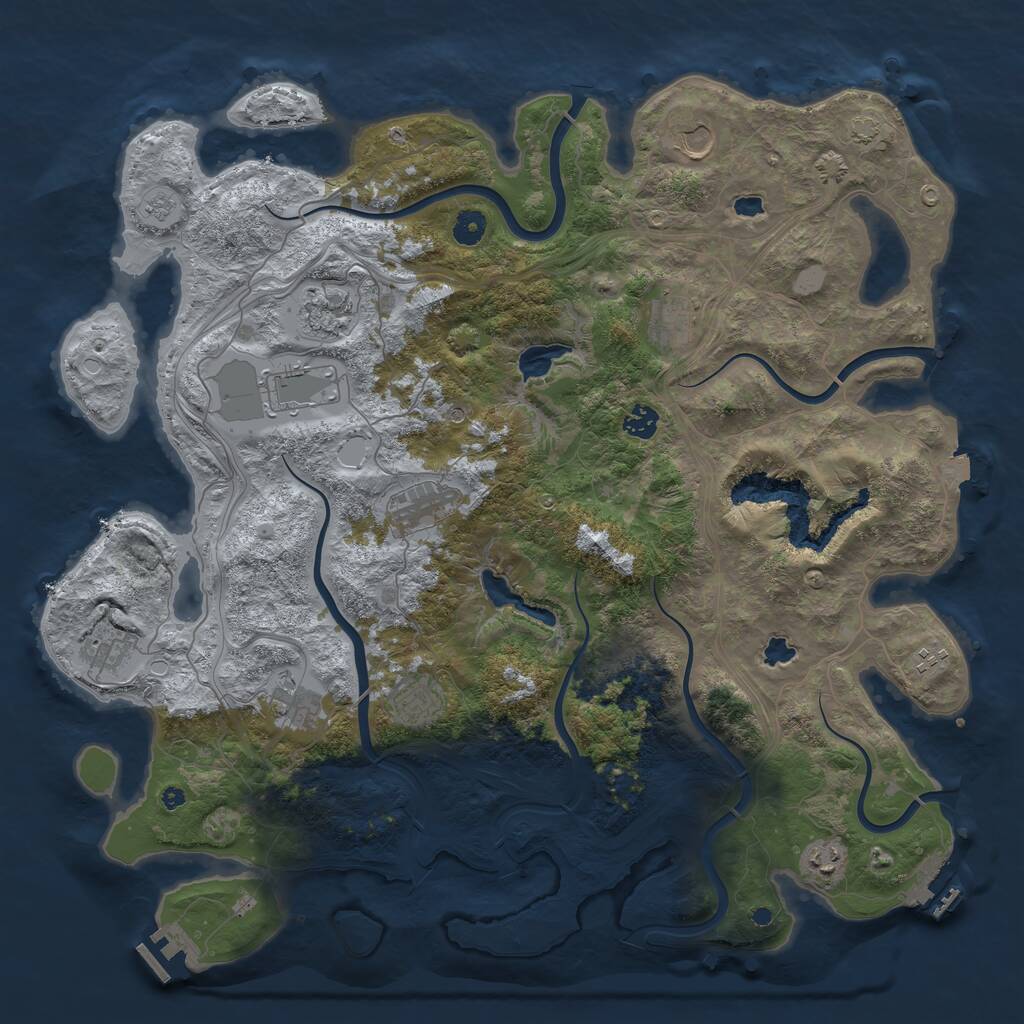 Rust Map: Procedural Map, Size: 4500, Seed: 369960, 17 Monuments
