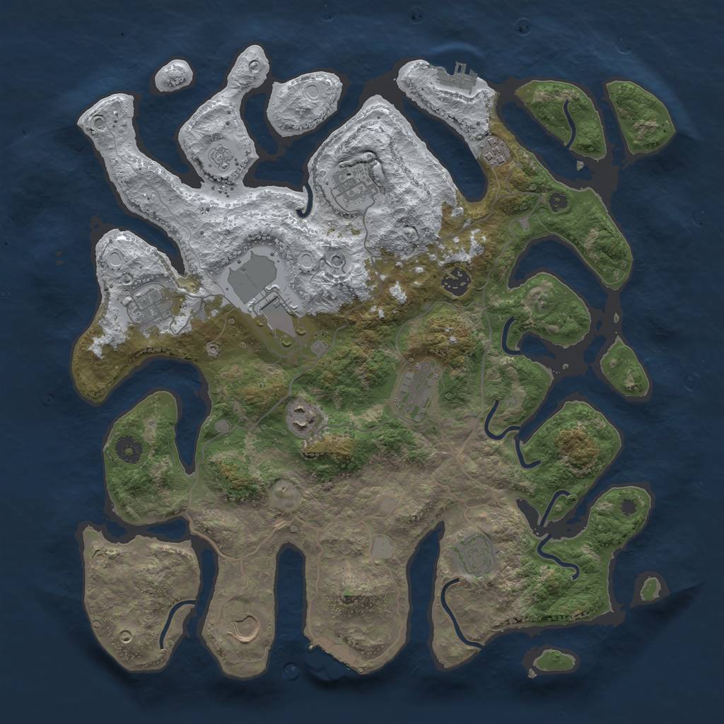 Rust Map: Procedural Map, Size: 4000, Seed: 740021757, 18 Monuments