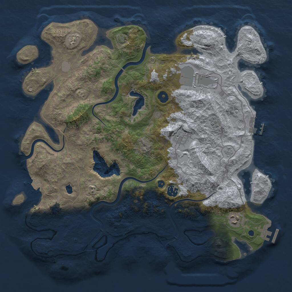 Rust Map: Procedural Map, Size: 4000, Seed: 174202795, 11 Monuments