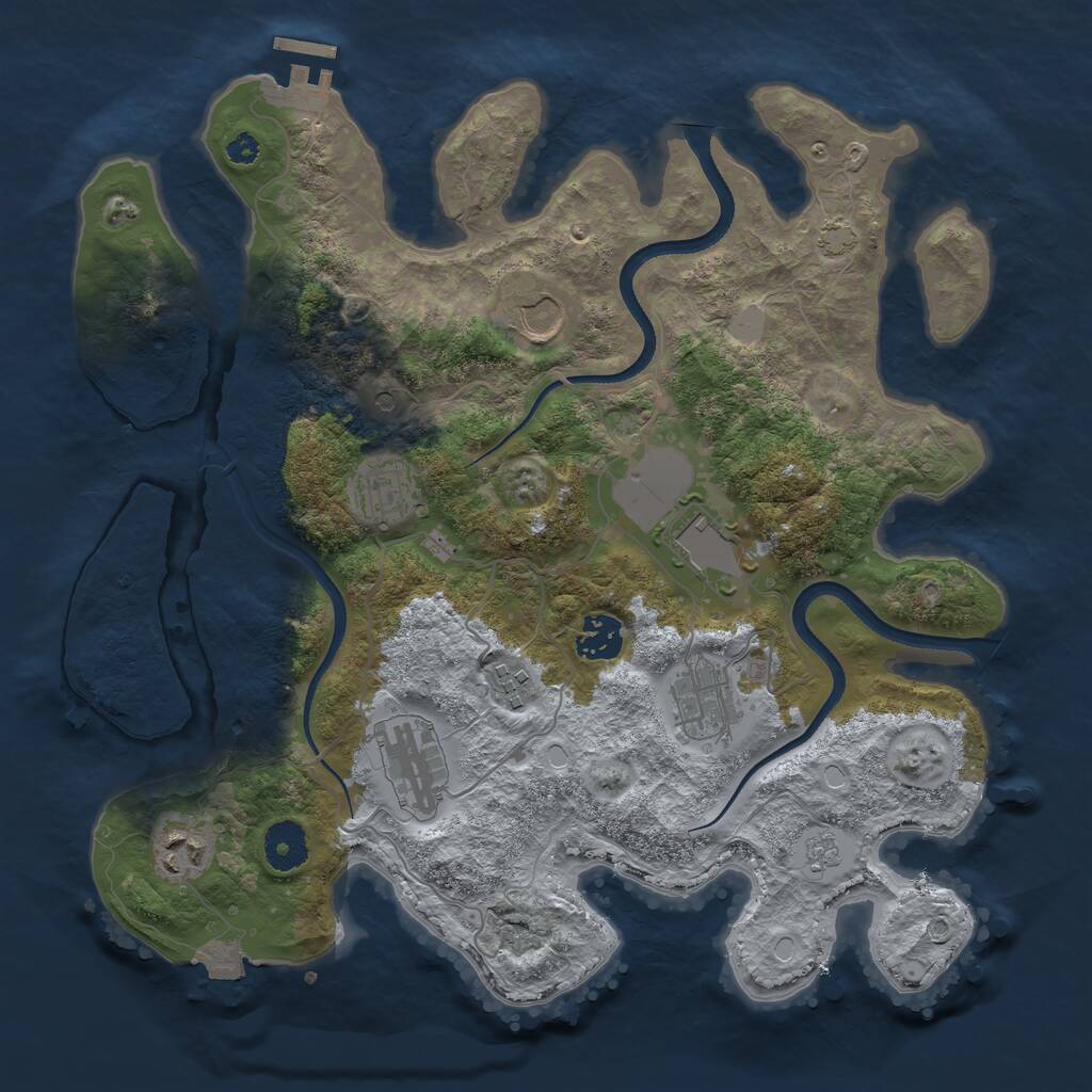 Rust Map: Procedural Map, Size: 3500, Seed: 1623151, 13 Monuments