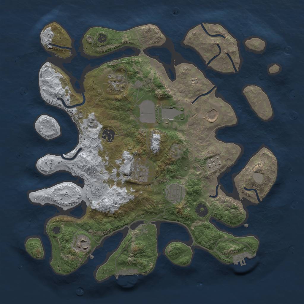Rust Map: Procedural Map, Size: 3500, Seed: 6411537, 16 Monuments