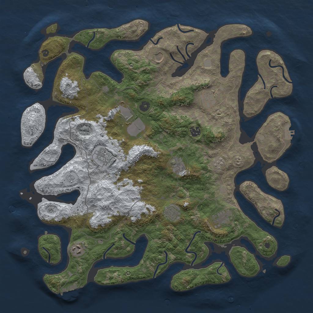 Rust Map: Procedural Map, Size: 4500, Seed: 1067387, 19 Monuments