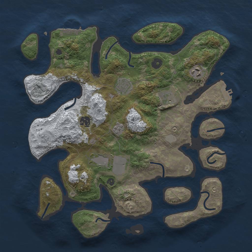 Rust Map: Procedural Map, Size: 3550, Seed: 640347, 14 Monuments