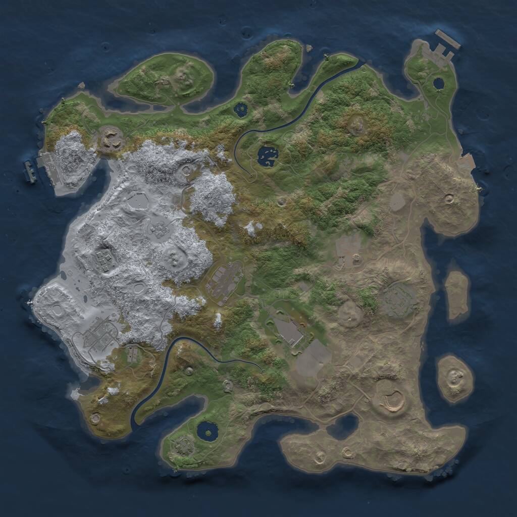 Rust Map: Procedural Map, Size: 3700, Seed: 5440485, 15 Monuments