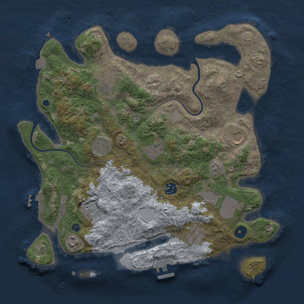 Rust Map: Procedural Map, Size: 3700, Seed: 319235, 16 Monuments