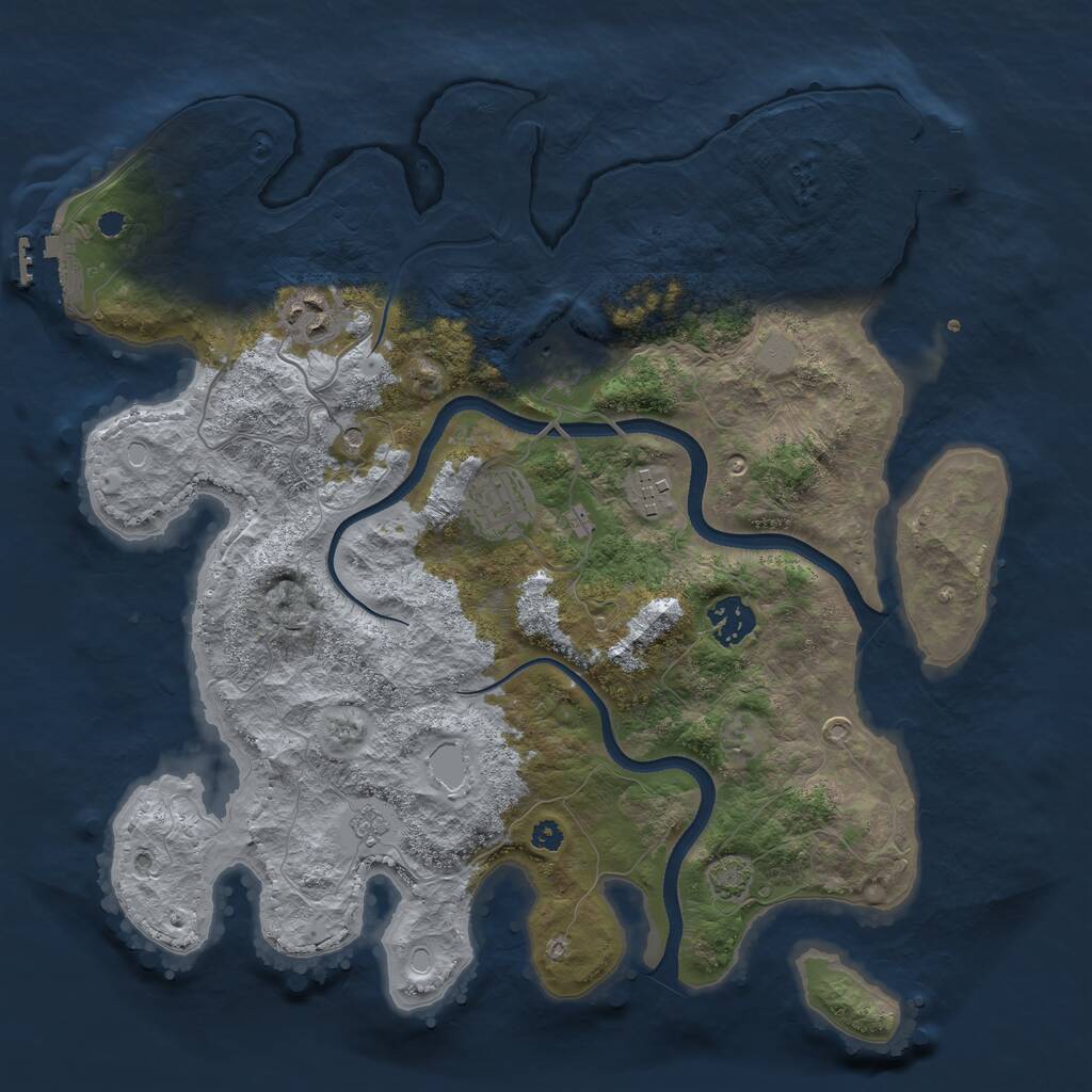 Rust Map: Procedural Map, Size: 3500, Seed: 3886693, 11 Monuments
