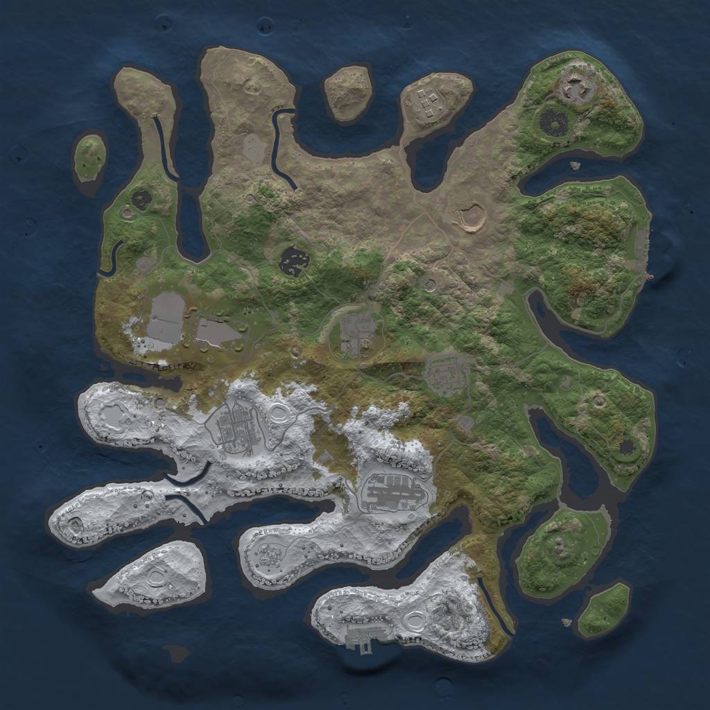 Rust Map: Procedural Map, Size: 3700, Seed: 3748525, 18 Monuments