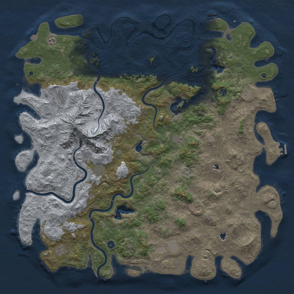 Rust Map: Procedural Map, Size: 6000, Seed: 695969, 17 Monuments