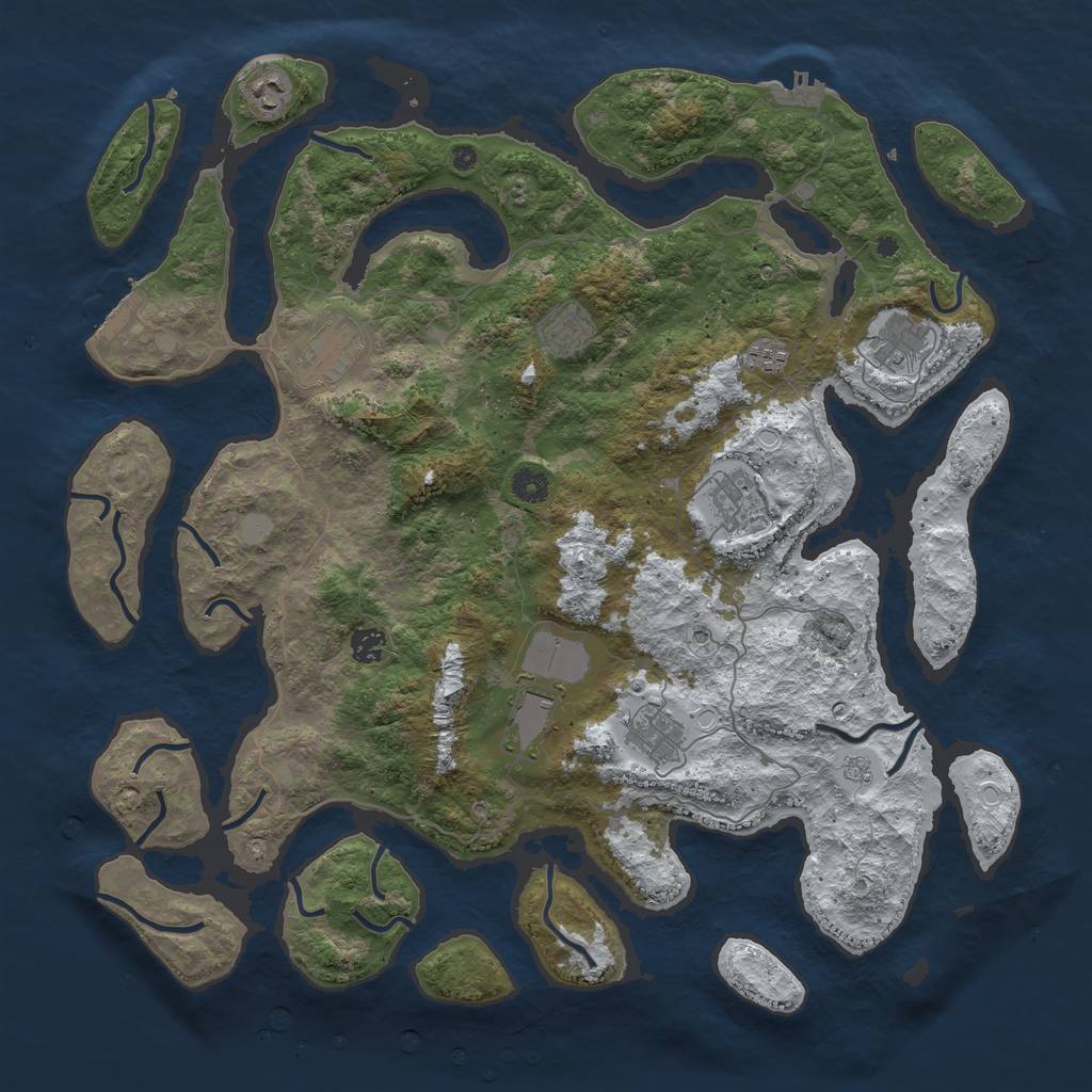 Rust Map: Procedural Map, Size: 4500, Seed: 3812909, 18 Monuments