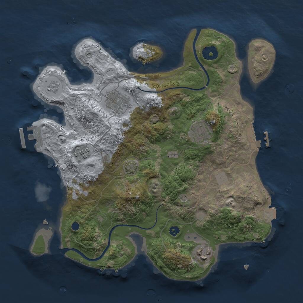 Rust Map: Procedural Map, Size: 3000, Seed: 2438871, 10 Monuments