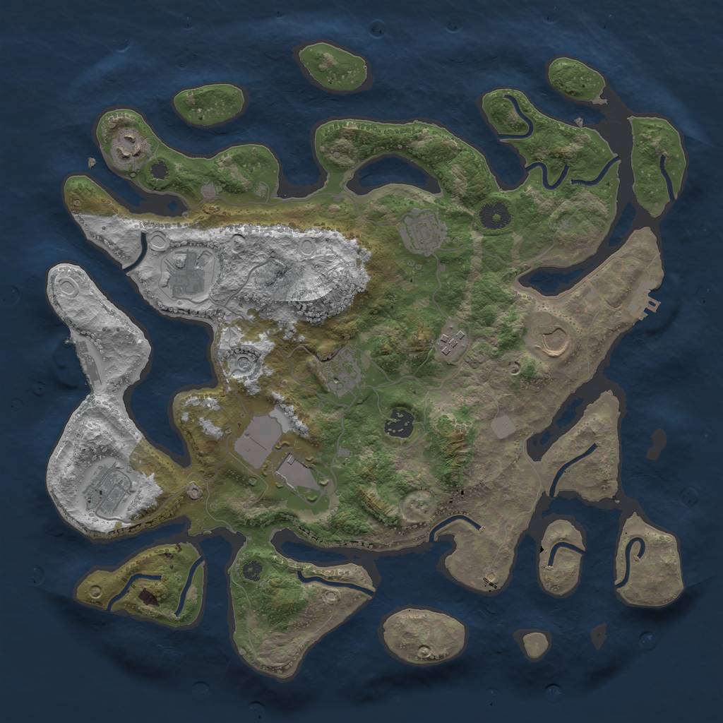 Rust Map: Procedural Map, Size: 3750, Seed: 4890571, 17 Monuments