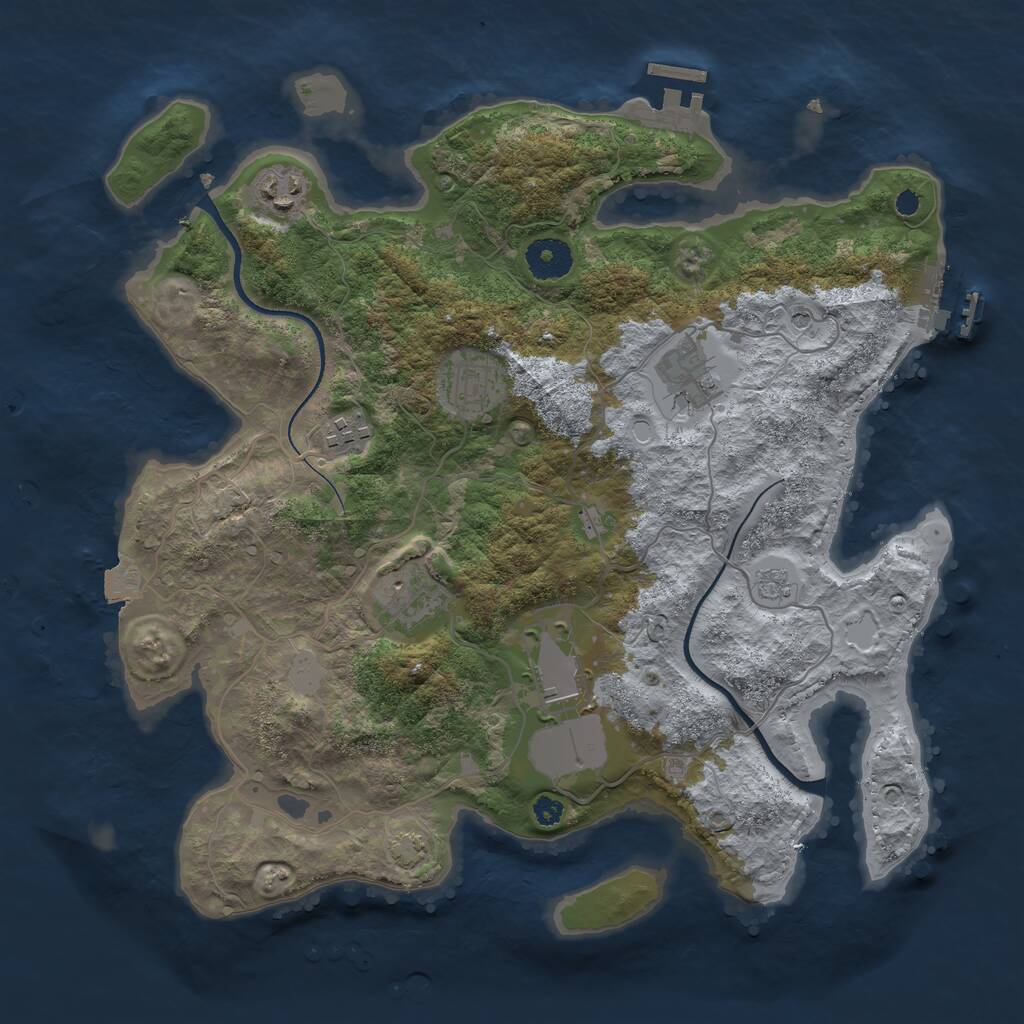 Rust Map: Procedural Map, Size: 3500, Seed: 4314144, 12 Monuments