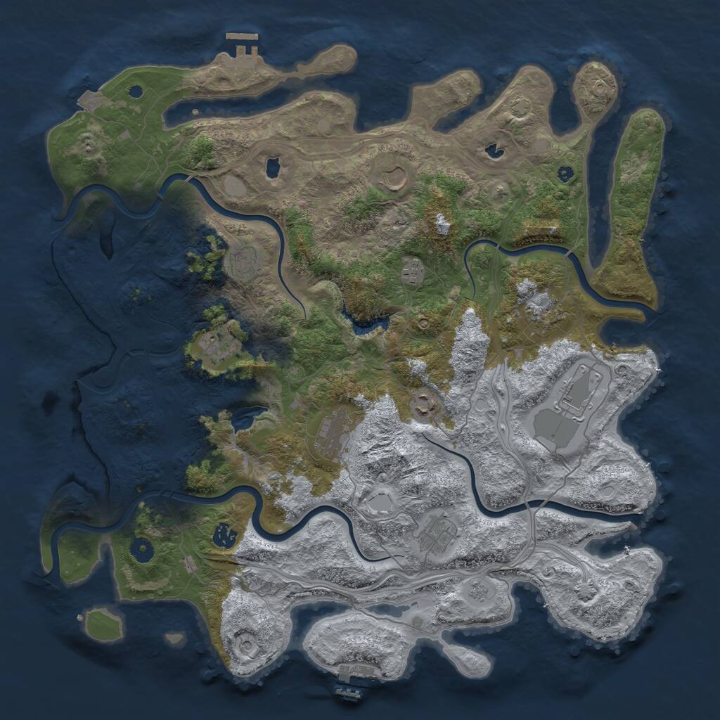 Rust Map: Procedural Map, Size: 4500, Seed: 160102, 16 Monuments