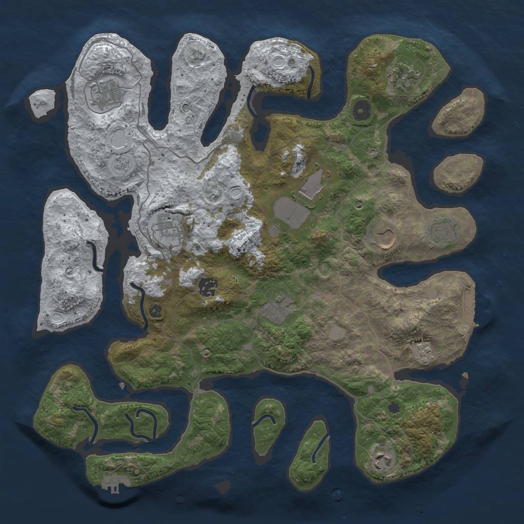 Rust Map: Procedural Map, Size: 4000, Seed: 7062017, 19 Monuments