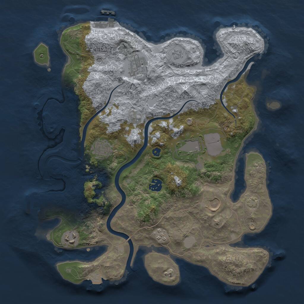 Rust Map: Procedural Map, Size: 3500, Seed: 184708, 13 Monuments