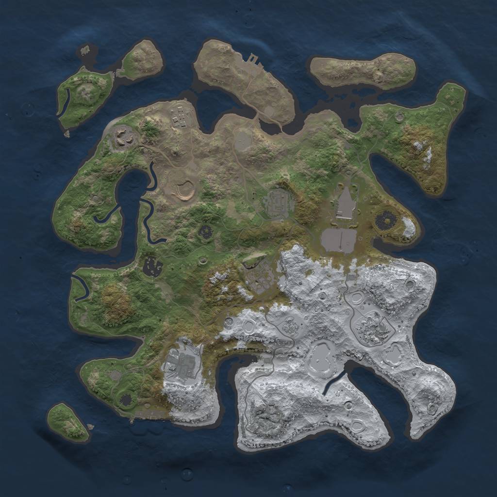 Rust Map: Procedural Map, Size: 3700, Seed: 3651709, 18 Monuments
