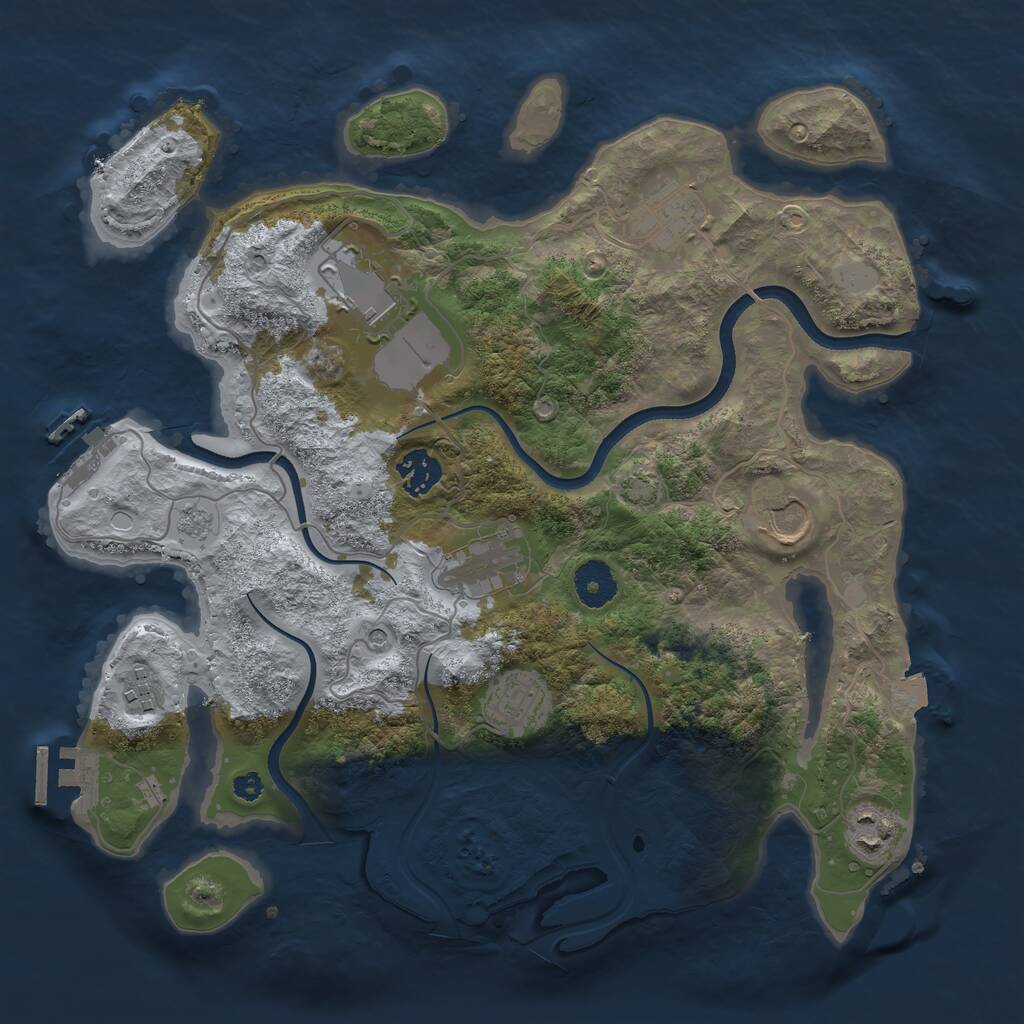 Rust Map: Procedural Map, Size: 3500, Seed: 3397050, 14 Monuments