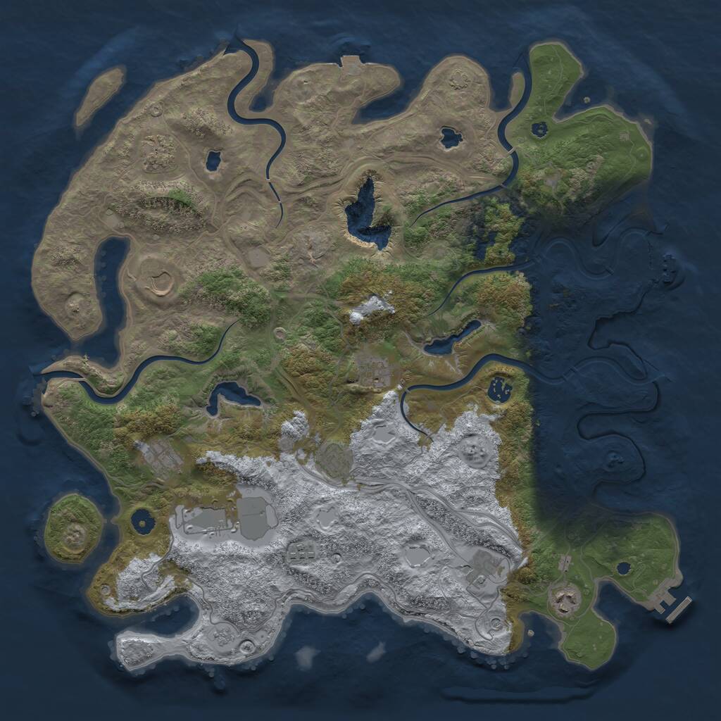 Rust Map: Procedural Map, Size: 4500, Seed: 124111, 16 Monuments