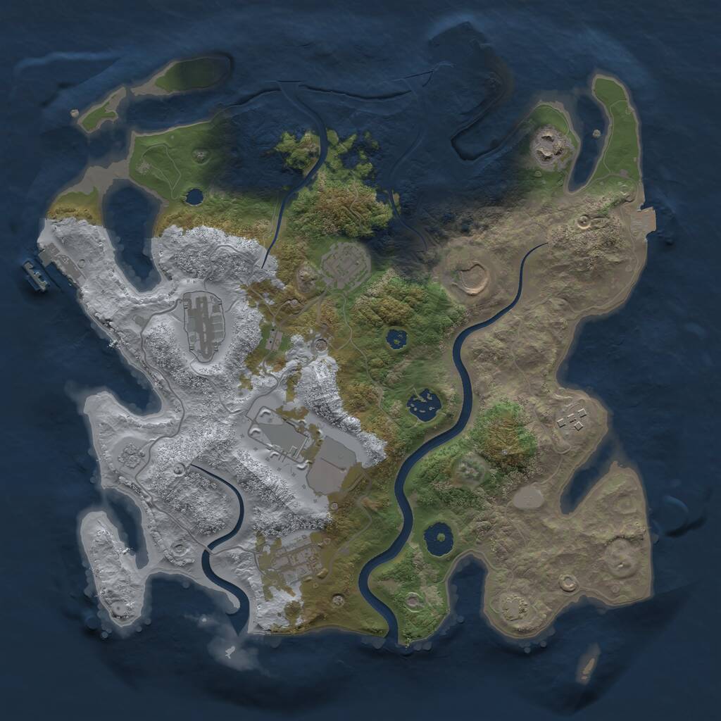 Rust Map: Procedural Map, Size: 3500, Seed: 5592110, 14 Monuments
