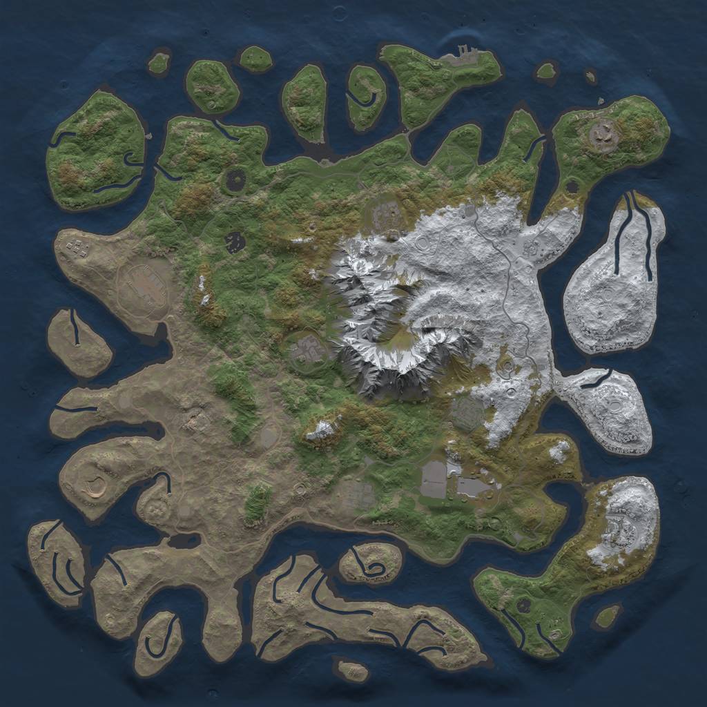 Rust Map: Procedural Map, Size: 5000, Seed: 7976, 19 Monuments