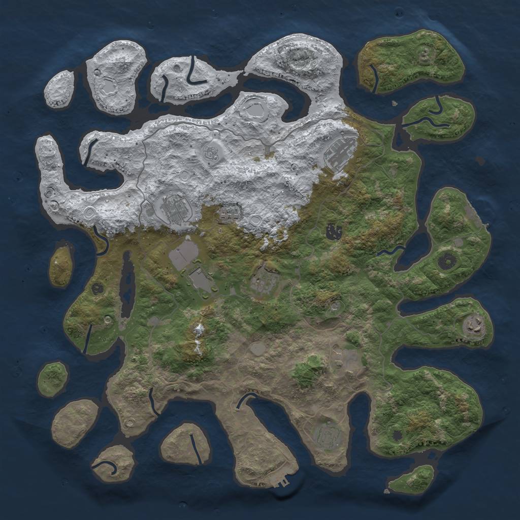 Rust Map: Procedural Map, Size: 4500, Seed: 2345, 18 Monuments