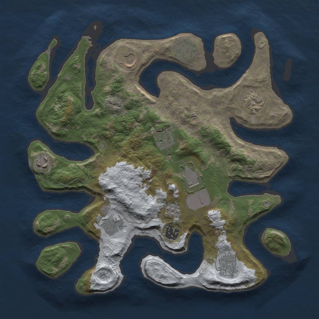 Rust Map: Barren, Size: 3500, Seed: 1590541, 13 Monuments