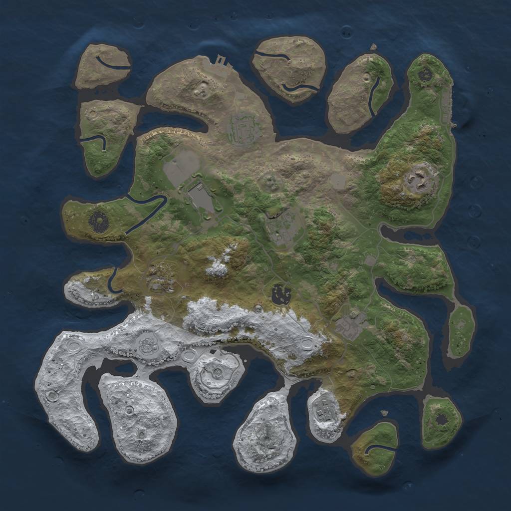 Rust Map: Procedural Map, Size: 3700, Seed: 2294124, 17 Monuments