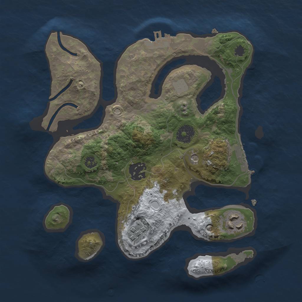 Rust Map: Procedural Map, Size: 2500, Seed: 1843652742, 11 Monuments