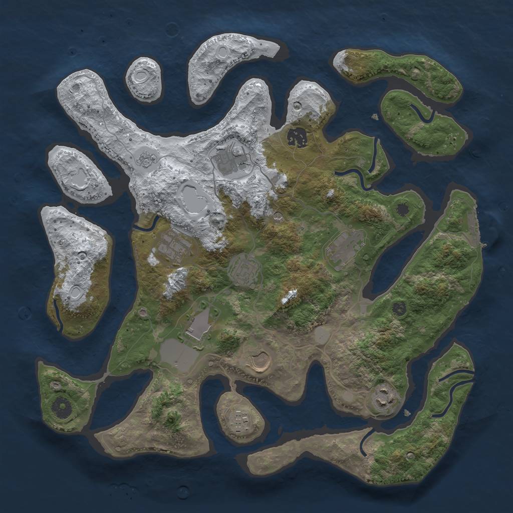 Rust Map: Procedural Map, Size: 3700, Seed: 1673189, 17 Monuments