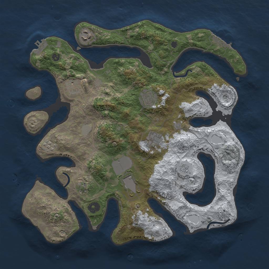 Rust Map: Procedural Map, Size: 3500, Seed: 3200386, 16 Monuments