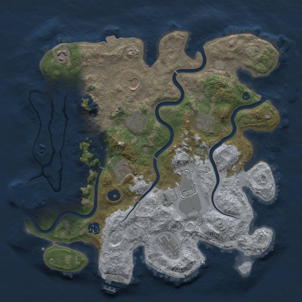 Rust Map: Procedural Map, Size: 3700, Seed: 58283, 15 Monuments