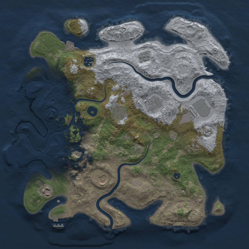Rust Map: Procedural Map, Size: 3700, Seed: 5105438, 14 Monuments