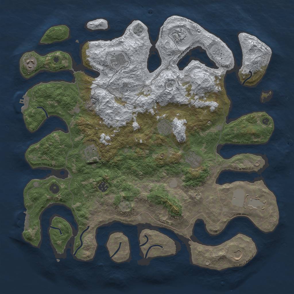 Rust Map: Procedural Map, Size: 4500, Seed: 3050408, 19 Monuments