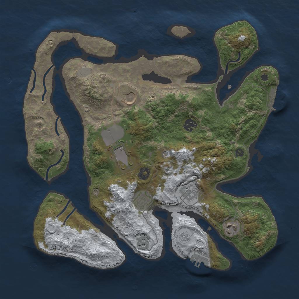 Rust Map: Procedural Map, Size: 3500, Seed: 5829078, 16 Monuments