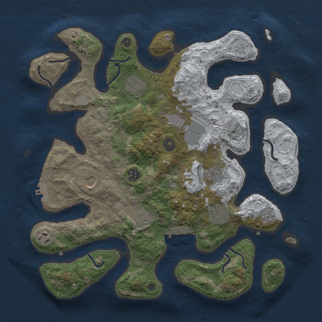 Rust Map: Procedural Map, Size: 3700, Seed: 5744131, 18 Monuments