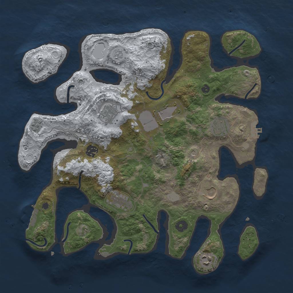 Rust Map: Procedural Map, Size: 3700, Seed: 3084581, 17 Monuments