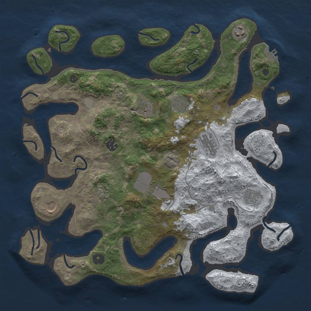 Rust Map: Procedural Map, Size: 4000, Seed: 4206969, 17 Monuments
