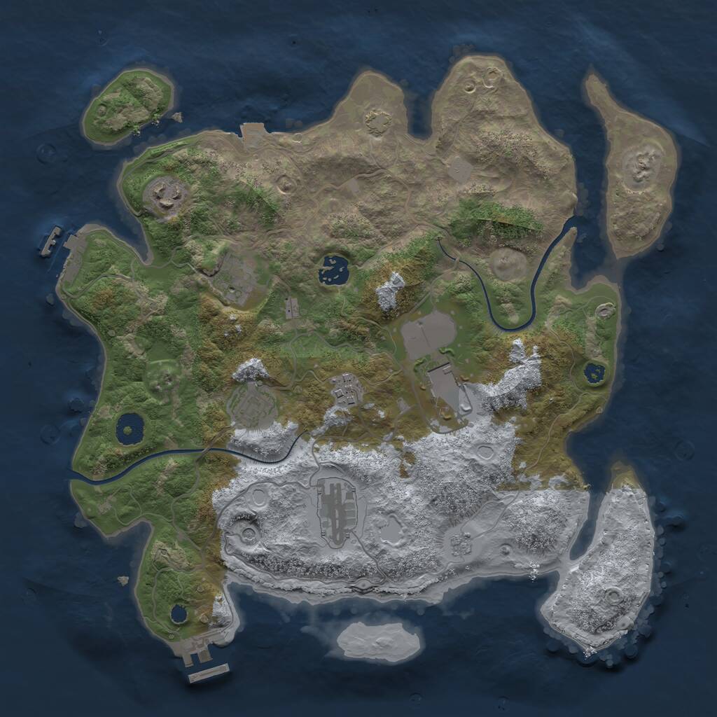 Rust Map: Procedural Map, Size: 3500, Seed: 1859004, 13 Monuments