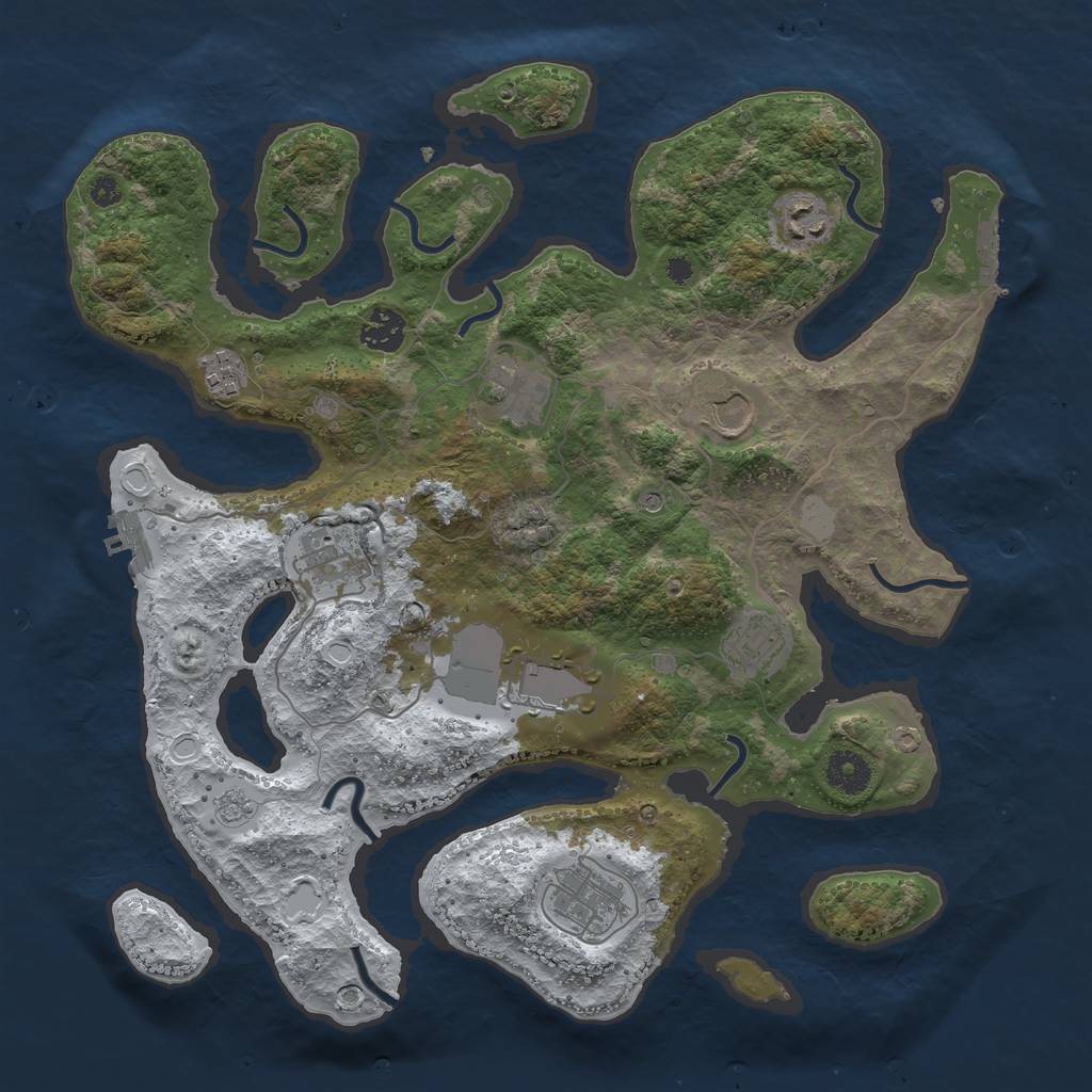 Rust Map: Procedural Map, Size: 3700, Seed: 5153639, 18 Monuments