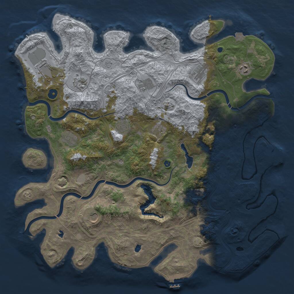 Rust Map: Procedural Map, Size: 4500, Seed: 4636241, 16 Monuments