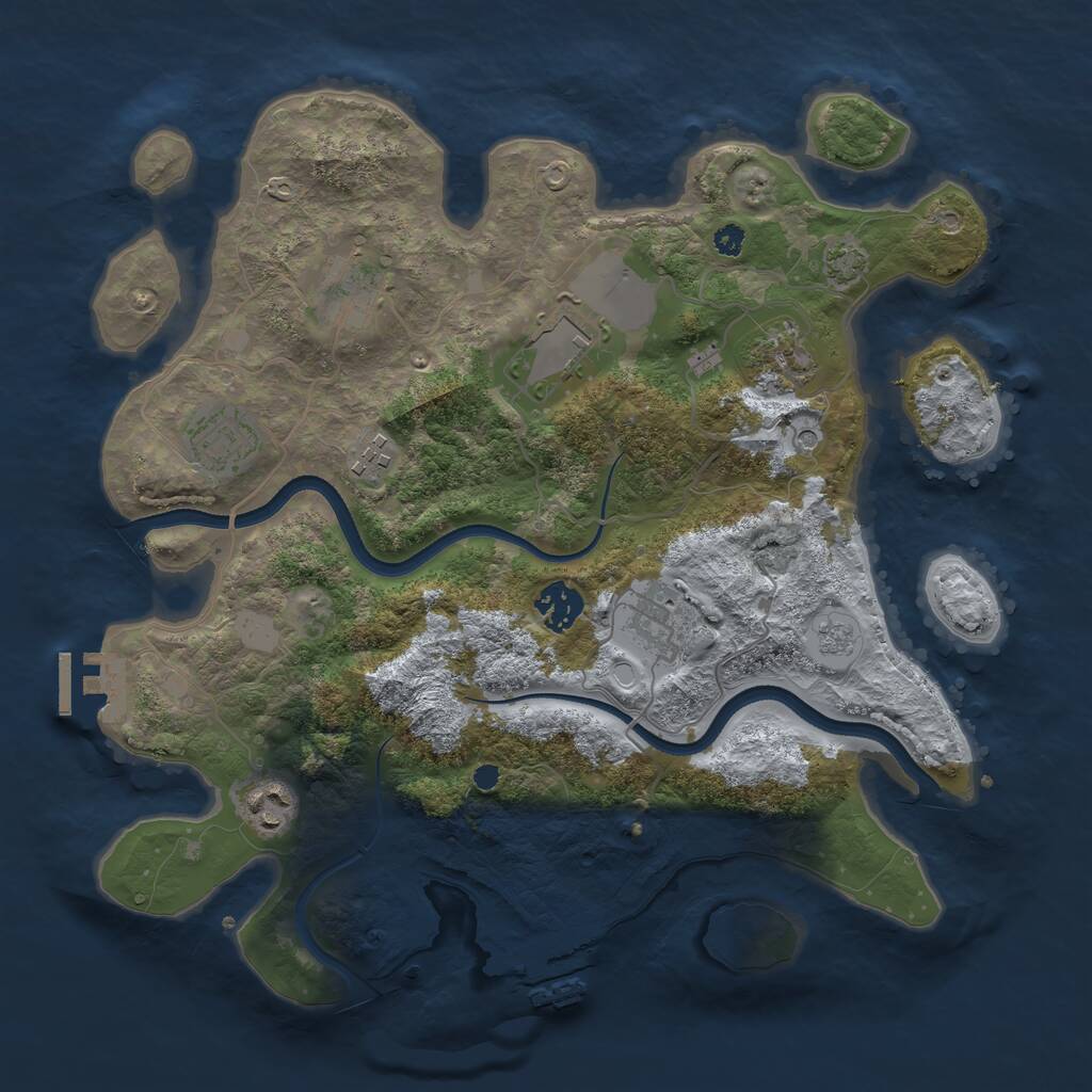 Rust Map: Procedural Map, Size: 3500, Seed: 4255688, 14 Monuments