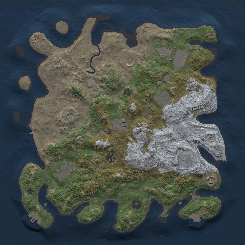 Rust Map: Procedural Map, Size: 3750, Seed: 1247209690, 17 Monuments