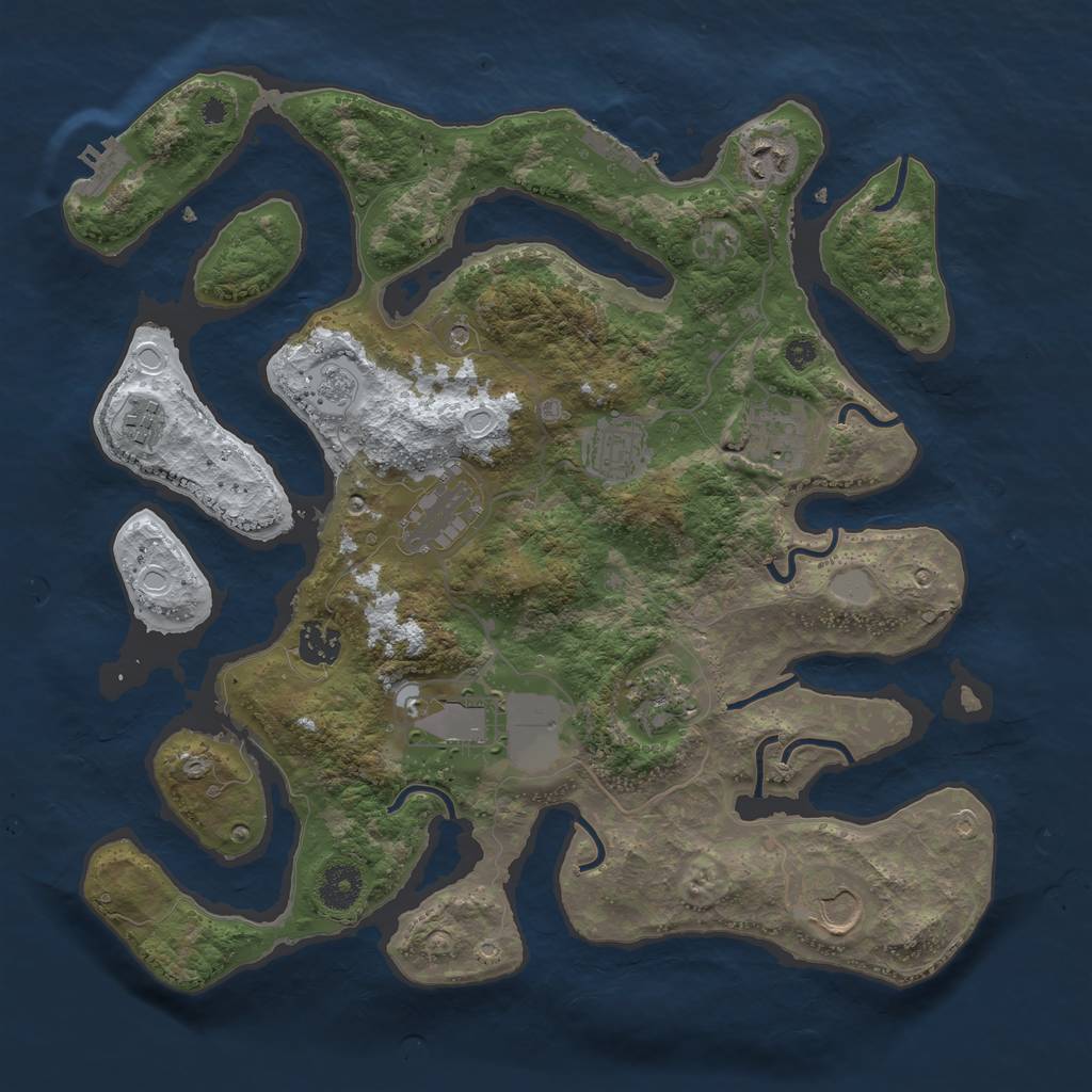 Rust Map: Procedural Map, Size: 3700, Seed: 2632992, 18 Monuments
