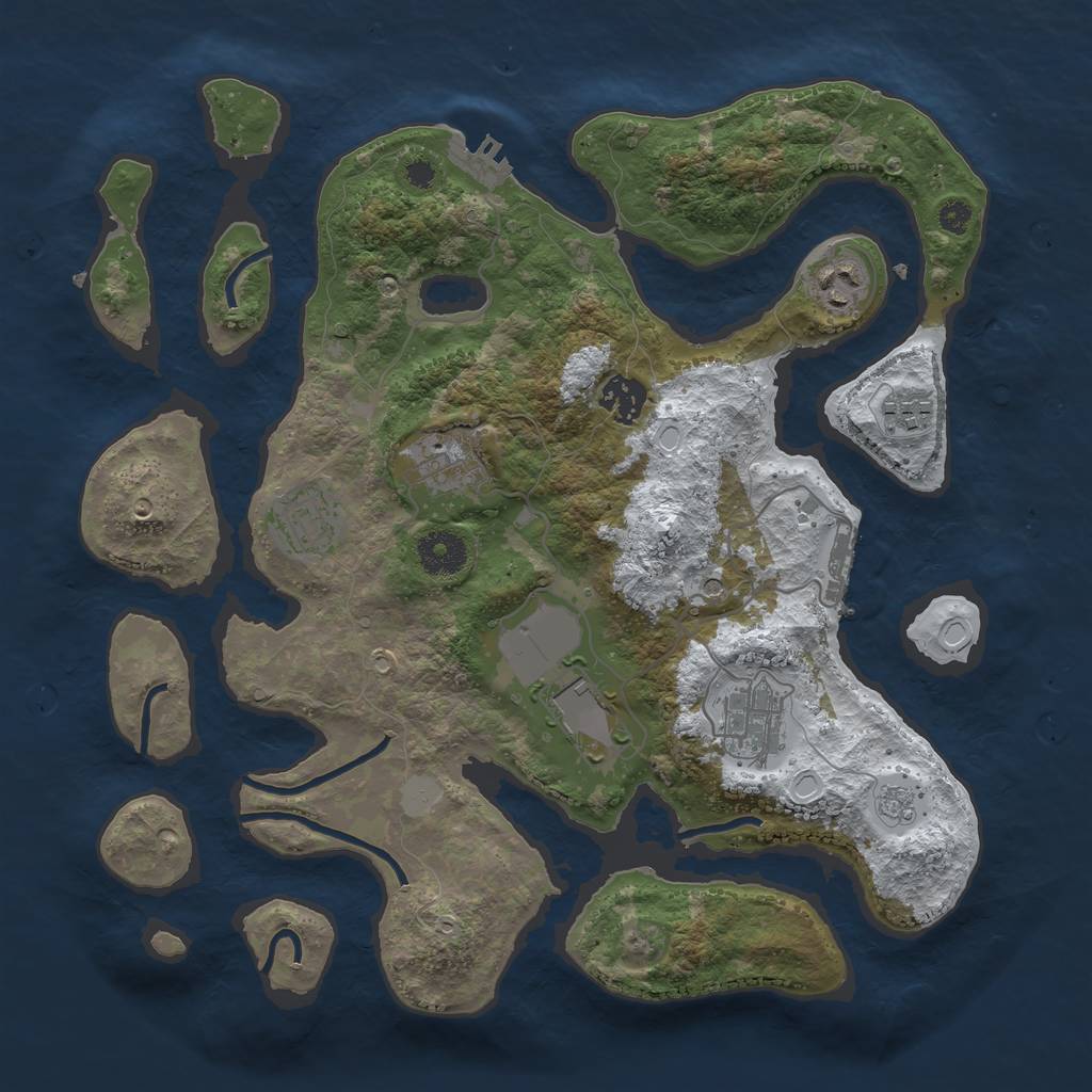 Rust Map: Procedural Map, Size: 3500, Seed: 6034491, 16 Monuments